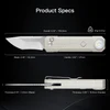 Dimensions et spécifications techniques du couteau de poche pliable EDC beige avec lampe de poche intégrée