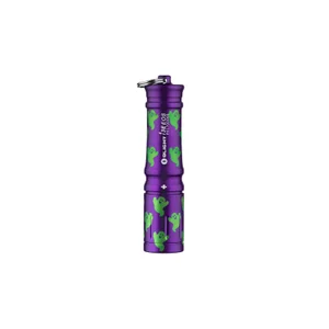 Olight I3E EOS lampe de poche violette avec motifs fantômes verts, éclairage compact
