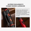 Stylo lampe Olight Open 3 noir et rouge détails des boutons de commande de la lampe clip et du faisceau vert pour le quotidien