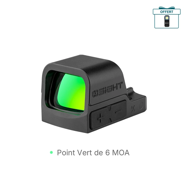 Viseur point rouge Olight Osight K noir de profil avec lentille vert 6 MOA pour tir de précision et chasse