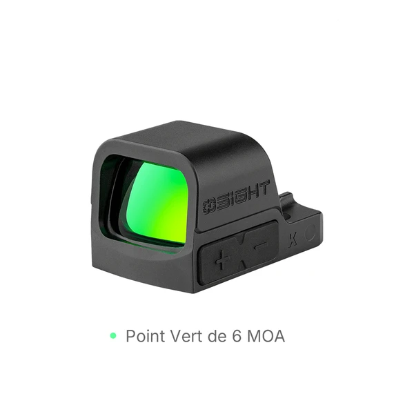 Viseur point rouge Olight Osight K noir de profil avec lentille vert 6 MOA pour tir de précision et chasse