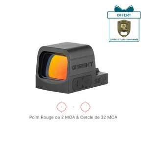 Olight Osight SE noir, vue latérale, viseur point rouge et cercle pour tir de précision.