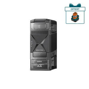 Olight Ostation boîte de rangement noire transparente, vue latérale, pour piles AAA et AA, solution de stockage de piles.