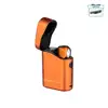 Olight Perun 3 Mini orange dans son chargeur sans fil pour un éclairage puissant et portatif.