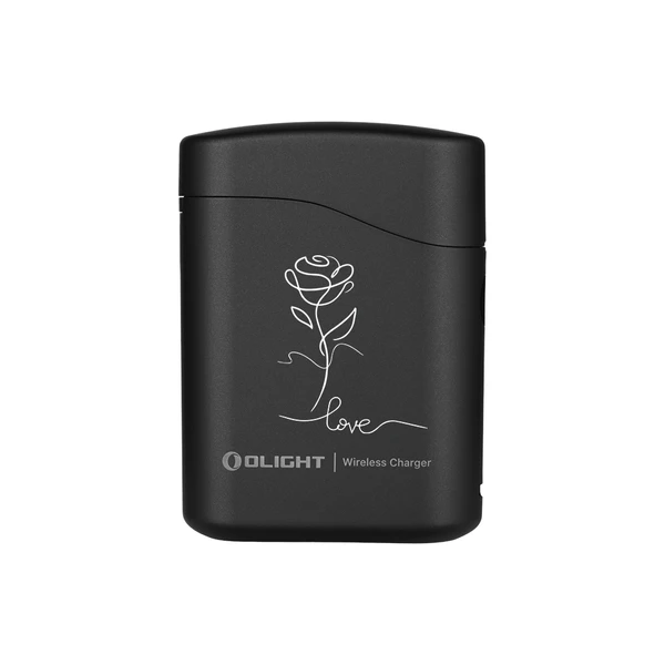 Olight chargeur sans fil noir avec motif rose et "love" pour la Saint-Valentin