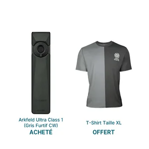 Lampe EDC Olight Arkfeld Ultra Gris Furtif et t-shirt bicolore offert, pack idéal pour l'extérieur et le quotidien