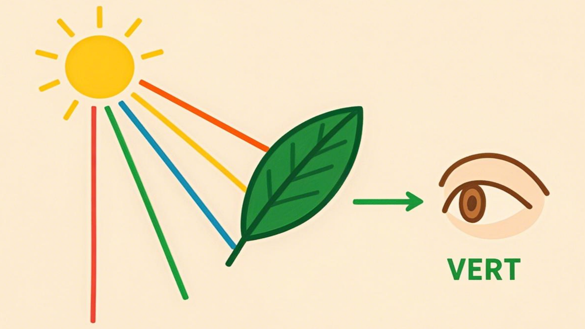 la feuille renvoie seulement le vert vers vos yeux