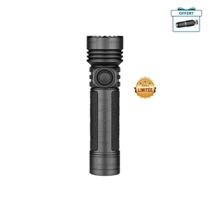 Lampe torche Olight Seeker 4 Pro grise en édition limitée avec grip texturé pour activités extérieures et sécurité