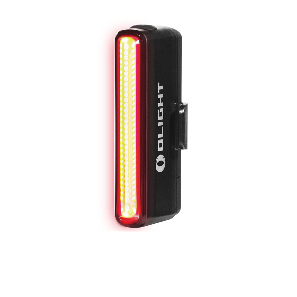 Feu arrière de vélo Olight à LED lumineuses pour la sécurité routière.