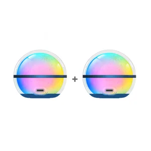 Deux lampes de chevet rondes RVB colorées avec port USB-C