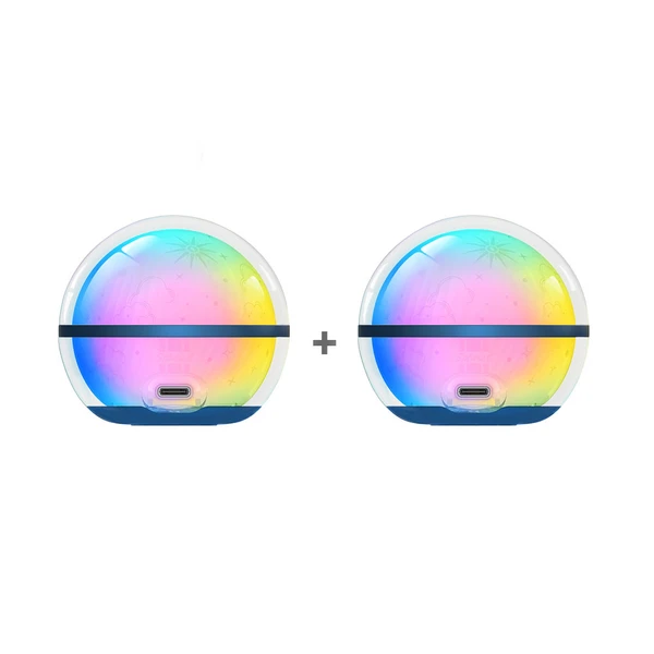 Deux lampes de chevet rondes RVB colorées avec port USB-C