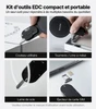 Kit d'outils EDC compact Aulumu avec couteau utilitaire, tournevis, lame de scie et éjecteur de carte SIM.