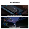 Recharge magnétique pratique d'une lampe de poche Olight. Utilisation mains libres avec la lampe attachée au véhicule.