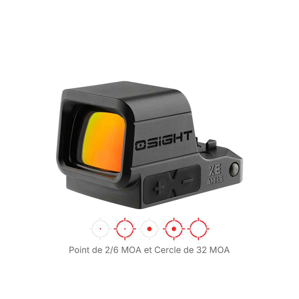 Viseur point rouge Olight Osight XE noir avec options de réticule point 2/6 MOA et cercle 32 MOA pour tir de précision