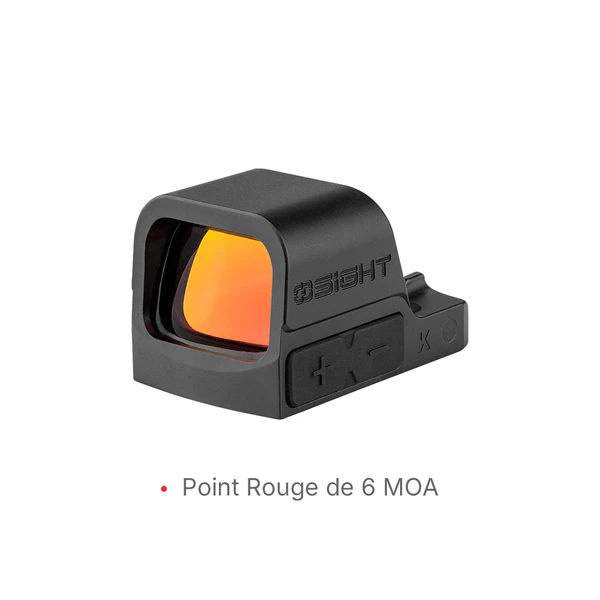 Viseur point rouge Olight Osight K noir de 6 MOA en vue de trois quarts pour tir de précision sur fond blanc