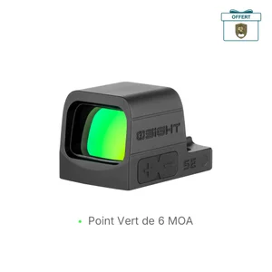 Viseur point rouge Olight Osight SE noir de profil avec lentille verte et réticule de 2 MOA pour tir de précision
