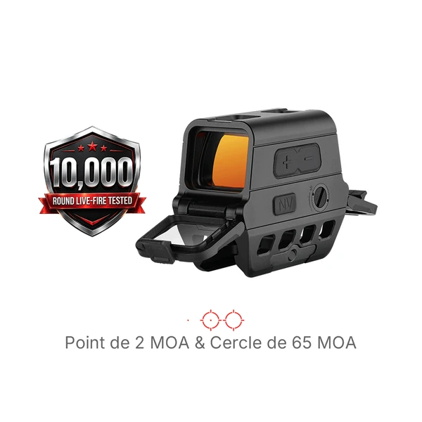 Viseur point rouge holographique avec option point 2 MOA et cercle 65 MOA ultra résistant