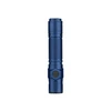 Olight lampe de poche Warrior Ultra bleue, vue de face, avec interrupteur latéral pour utilisation tactique et quotidienne.