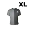 T-shirt bicolore gris clair et foncé taille XL avec logo poitrine blanc sur fond blanc