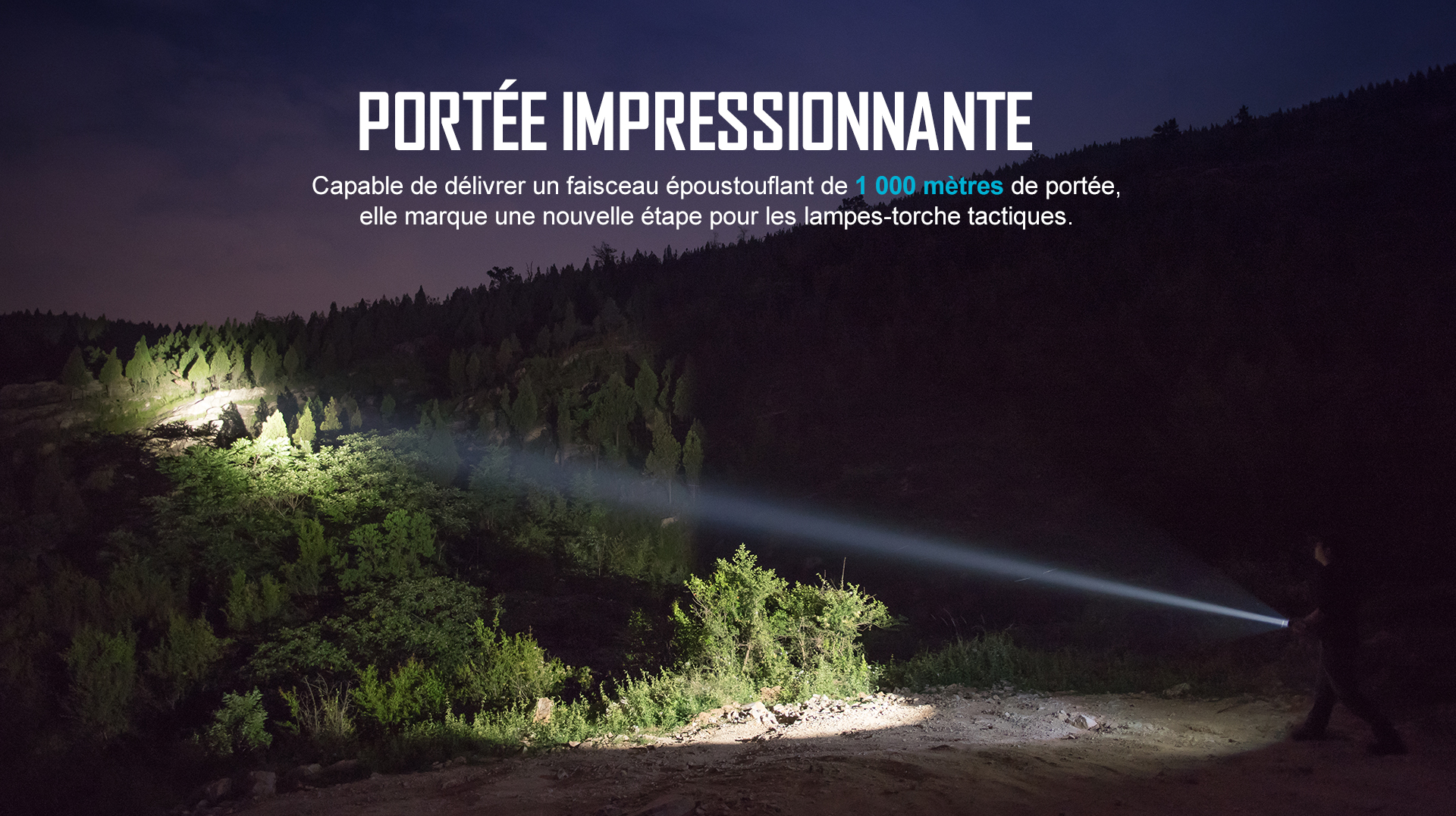 Lampe de poche tactique d'une portée de 1000 mètres