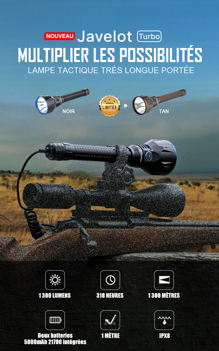 Lampe De Poche Olight Javelot - 1350 Lumens Rechargeable Longue